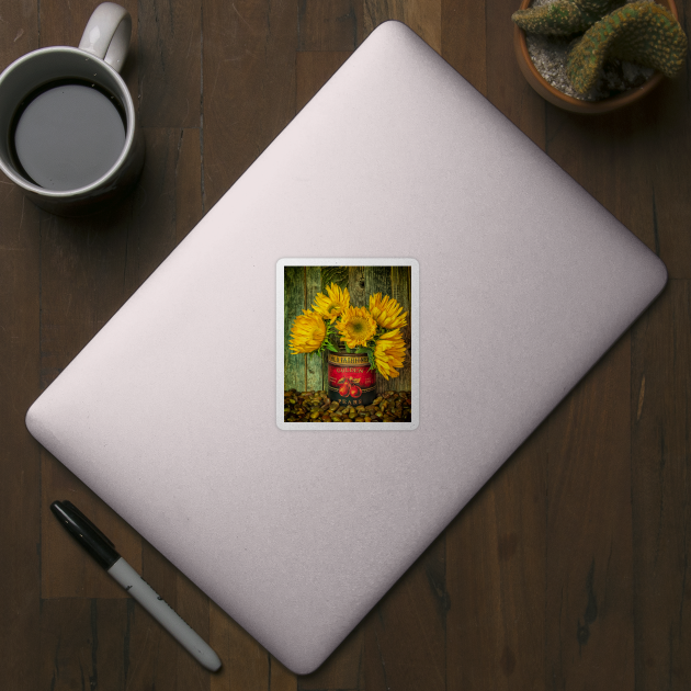 Sunflowers In A Painted Pot by jecphotography